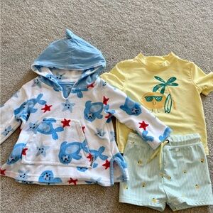 Carter's Blue and Yellow Kids Swim Rashguard Set